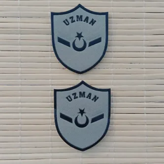 İzmir Askeri Malzeme 2 Adet Havacı Uzman Onbaşı Gri Zemin Nakışlı Mini T-shirt Arma Peç Patch