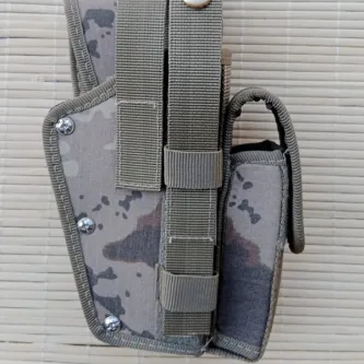 İzmir Askeri Malzeme Sağ El Jandarma Kamuflaj Renkli Şarjörlüklü Çift Emniyetli Palaskaya Kemere Geçirmeli Sallama impertex Silah Kılıfı
