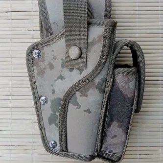 İzmir Askeri Malzeme Sağ El Jandarma Kamuflaj Renkli Şarjörlüklü Tek Emniyetli Palaskaya Kemere Geçirmeli Sallama impertex Silah Kılıfı
