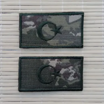 İzmir Askeri Malzeme 2 Adet Kara Kuvvetleri Kamuflaj Renkli Nakış işlemeli Bayrak Arma Patch Peç