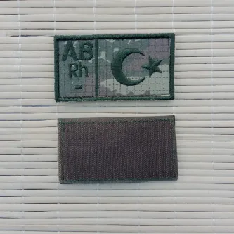 İzmir Askeri Malzeme Kara Kuvvetleri Eski Kamuflaj Renkli Nakış işlemeli AB Rh - Kan Gruplu Arma Patch Peç