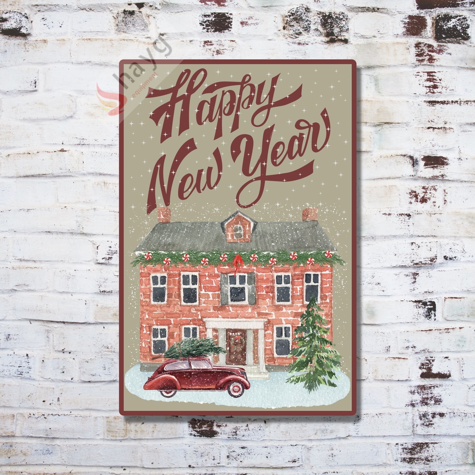 Happy New Year Metal Dekoratif Vintage Levha, Alüminyum Duvar - Kapı Tabelası 15cm x 22,5cm görsel 5