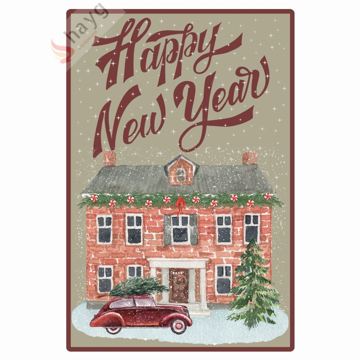Happy New Year Metal Dekoratif Vintage Levha, Alüminyum Duvar - Kapı Tabelası 20cm x 30cm görsel 3