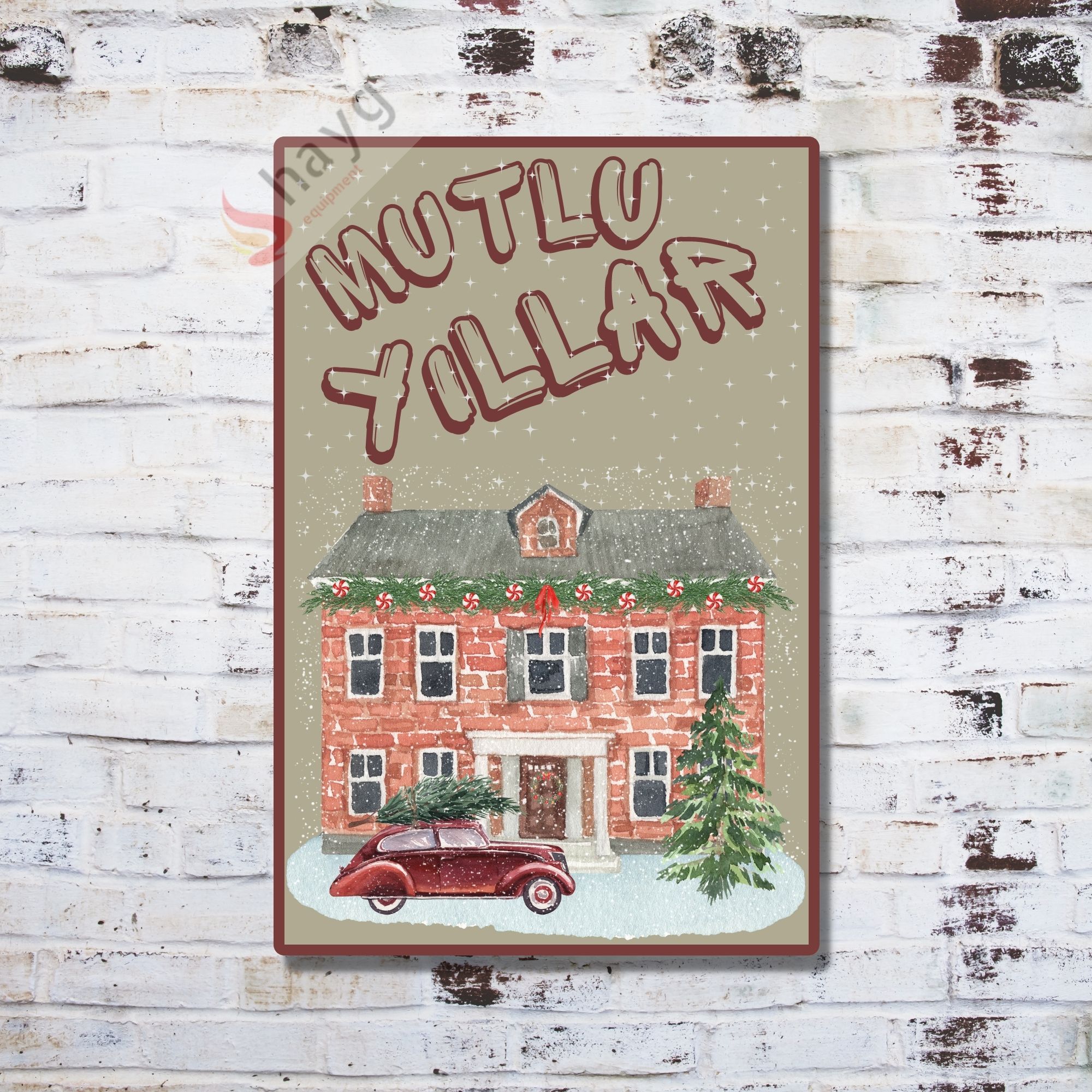 Mutlu Yıllar Dekoratif Vintage Metal Levha - Alüminyum Duvar Tabelası 20cm x 30cm görsel 5