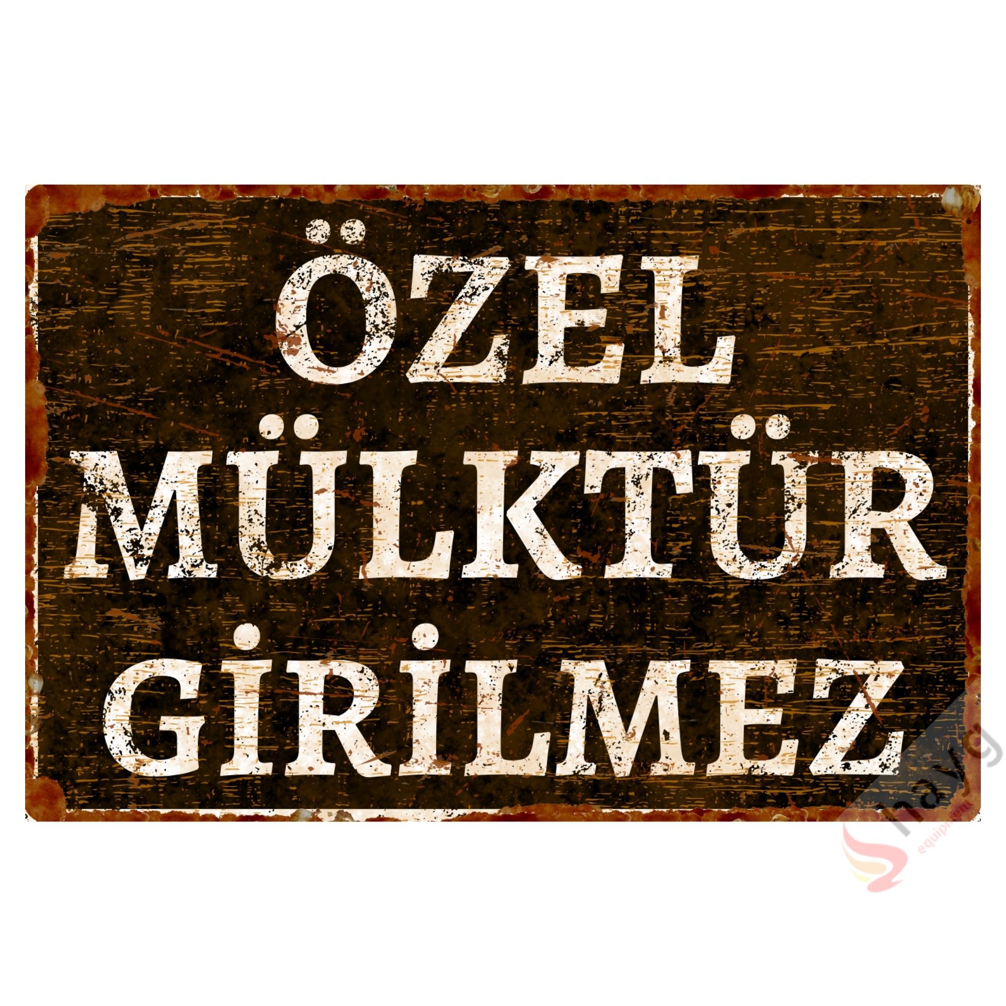 Özel Mülktür Girilmez Metal Uyarı Levhası - Dekoratif Özel Tasarım Tabela - 15cm X 22,5cm görsel 3