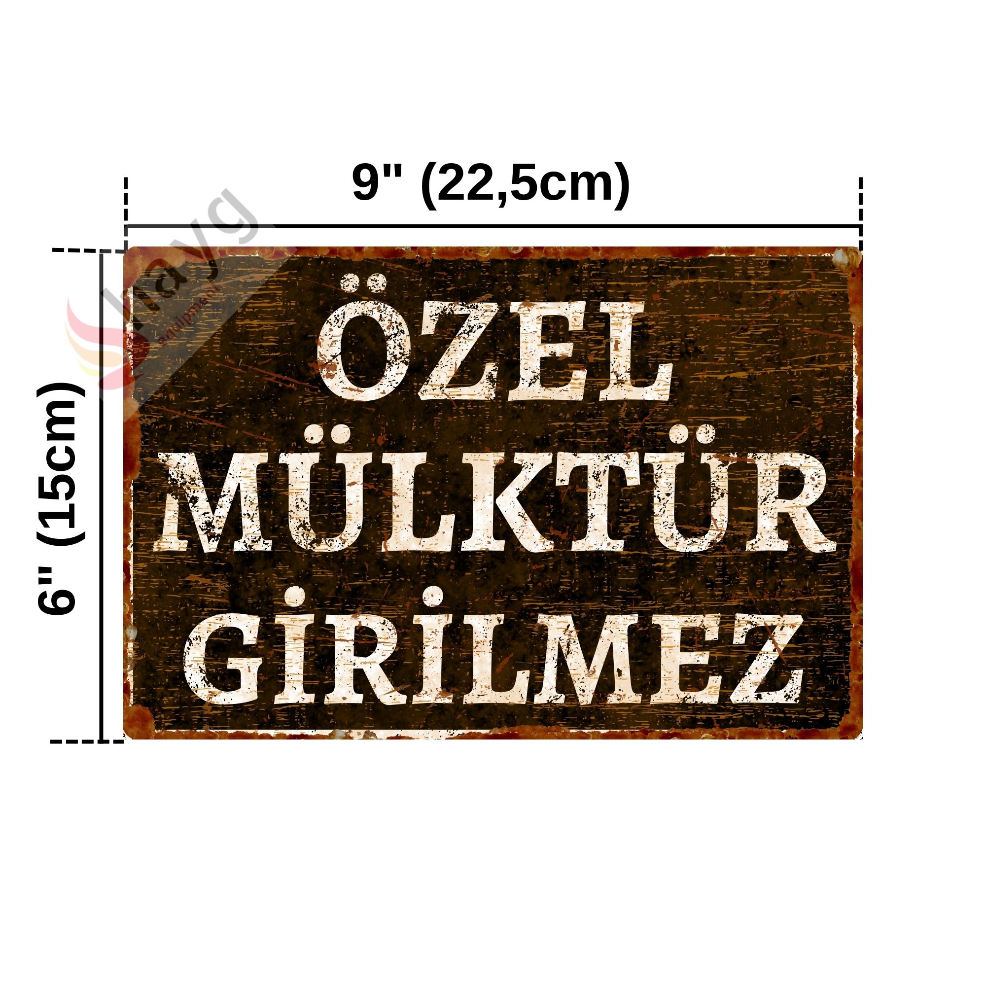 Özel Mülktür Girilmez Metal Uyarı Levhası - Dekoratif Özel Tasarım Tabela - 15cm X 22,5cm görsel 4