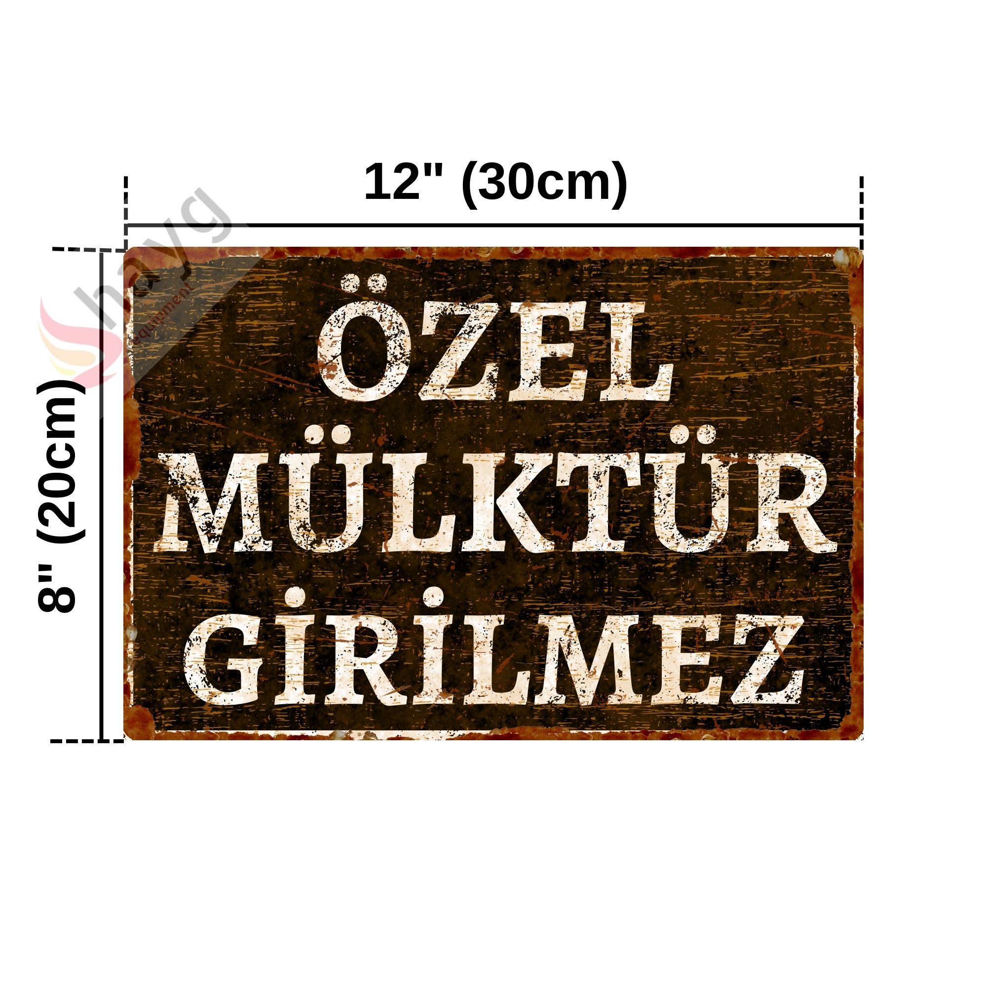 Özel Mülktür Girilmez Metal Uyarı Levhası - Dekoratif Özel Tasarım Tabela - 20cm X 30cm görsel 4