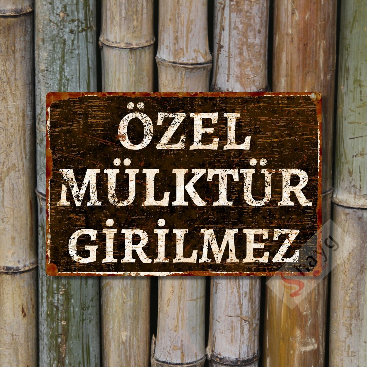 Özel Mülktür Girilmez Metal Uyarı Levhası - Dekoratif Özel Tasarım Tabela - 20cm X 30cm görsel 5