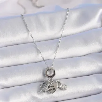 BUTİK AYVİTRİN 316L Çelik Gümüş Renk Zirkon Taş Detay Çocuk Figür Charm Model Kadın Kolye