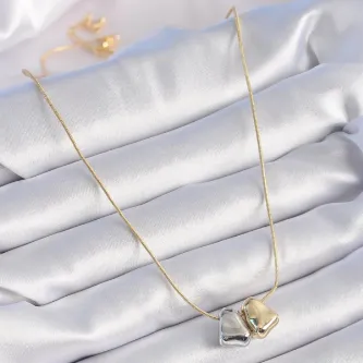 BUTİK AYVİTRİN 316L Çelik Gold Renk 2'li Mix Renk Figür Vintage Kadın Kolye