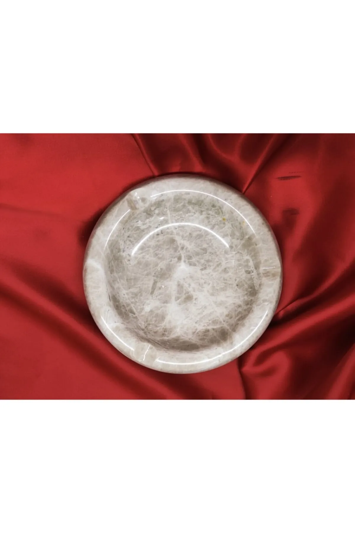 Pergamon 2'li Set Bej Mermer Kare Ve Yuvarlak Küllük Kül Tablası görsel 3