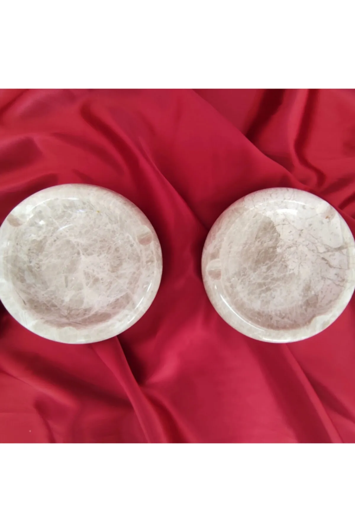 Pergamon Bej Mermer Yuvarlak Küllük Kül Tablası Tek Adet görsel 5