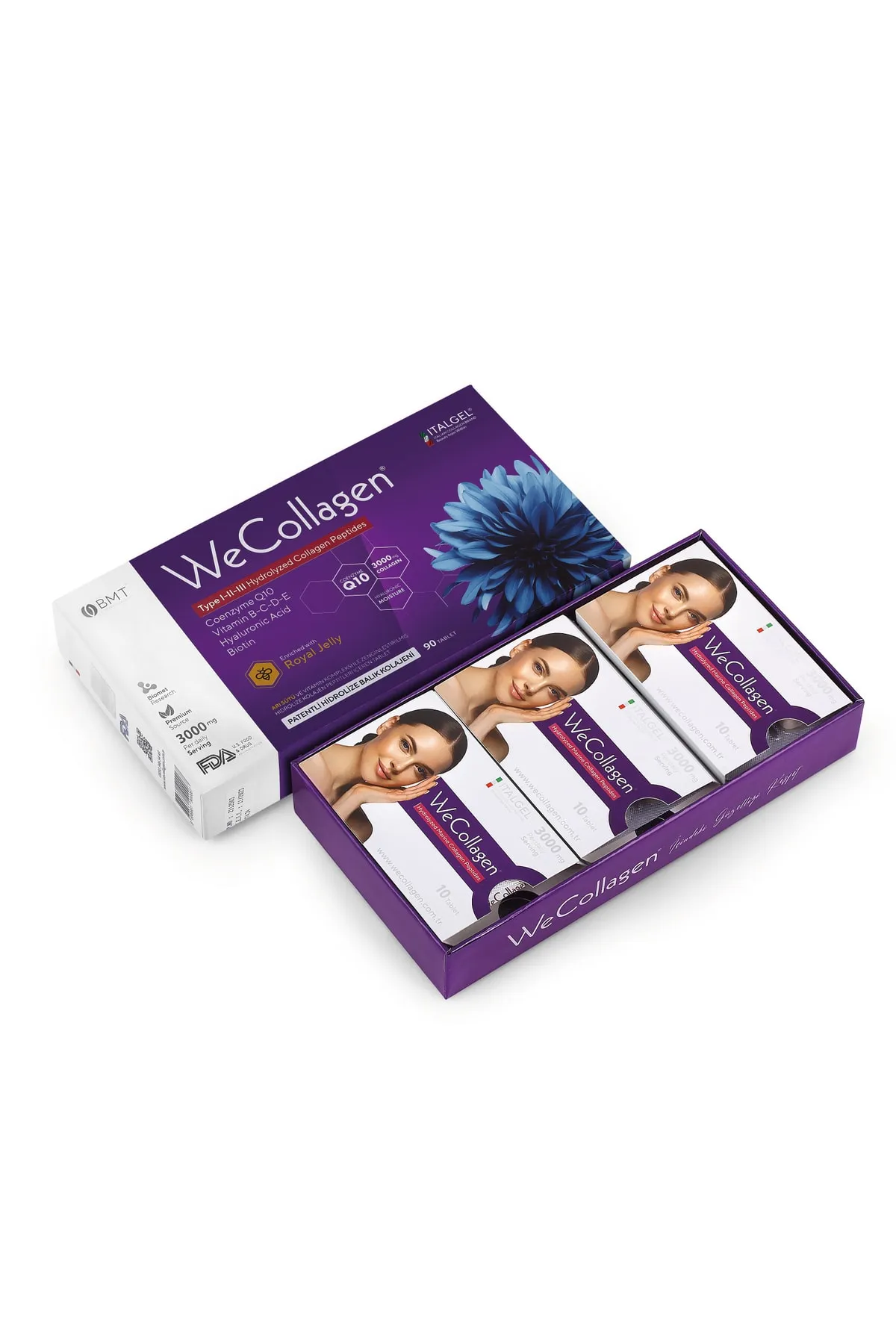 SARYA COSMETİC WeCollagen® 90 Tablet - 3000mg Kolajen Tip 1-2-3 Arı Sütü Biotin %100 Saf Ve Doğal Diyet Takviyesi görsel 2