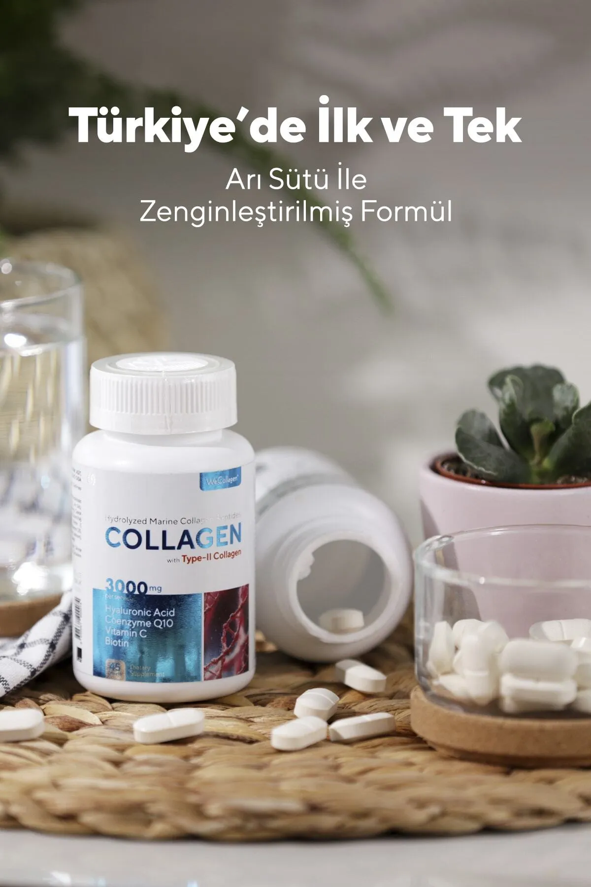 SARYA COSMETİC WeCollagen® 45 Tablet Type2 - 3000mg Kolajen Tip 1-3 Arı Sütü Biotin %100 Saf Diyet Takviyesi görsel 2