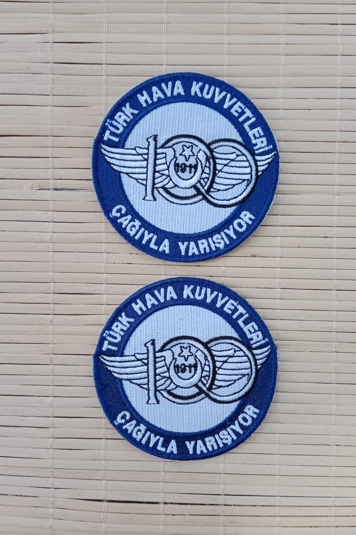 İzmir Askeri Malzeme 2 Adet Türk Hava Kuvvetleri 1911 Çağıyla Yarışıyor 100. Yıl Logo Nakış işlemeli Arma Peç Patch