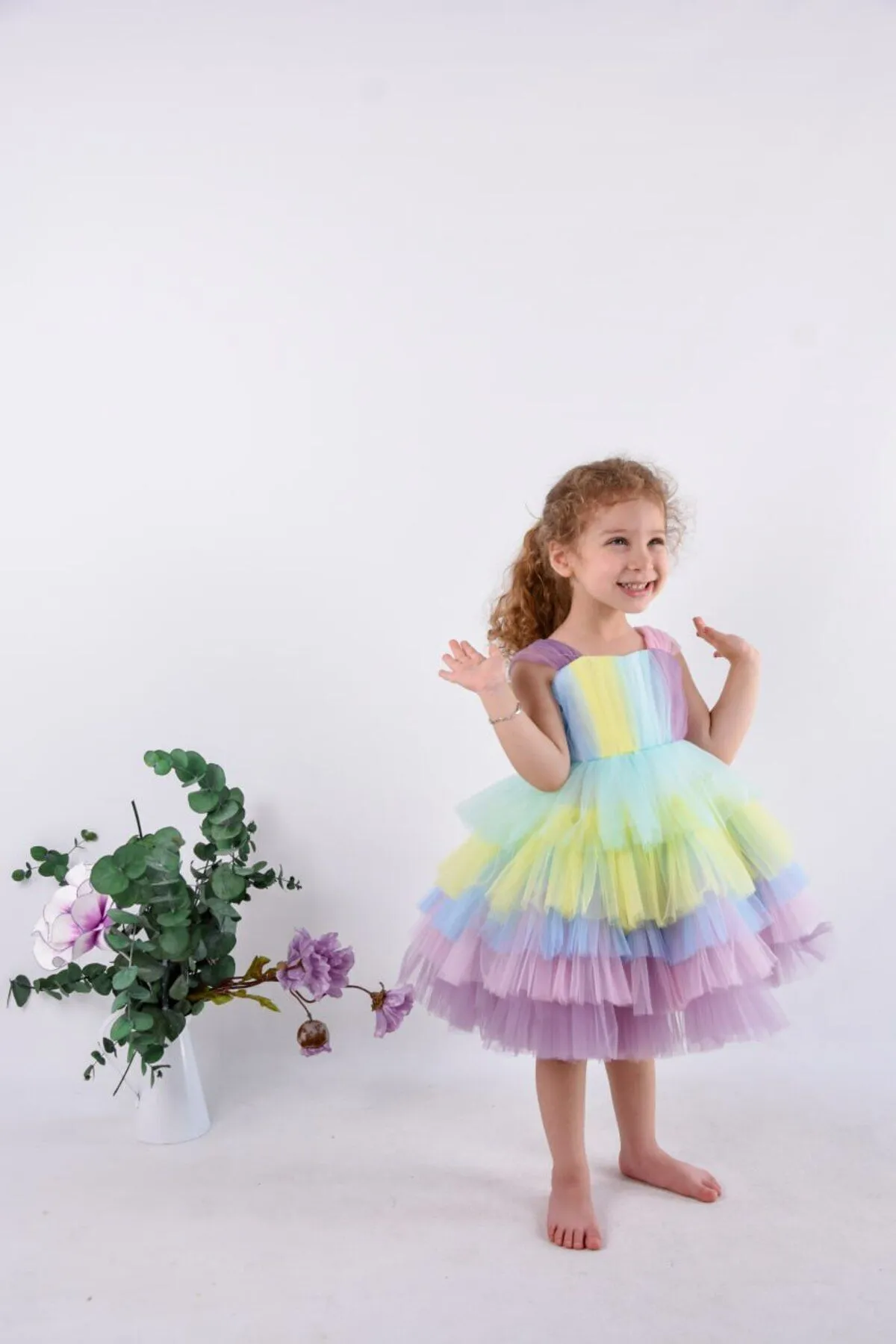 Melek Golden Kız Çocuk Abiye Unicorn Elbise Kız Çocuk Elbise görsel 5