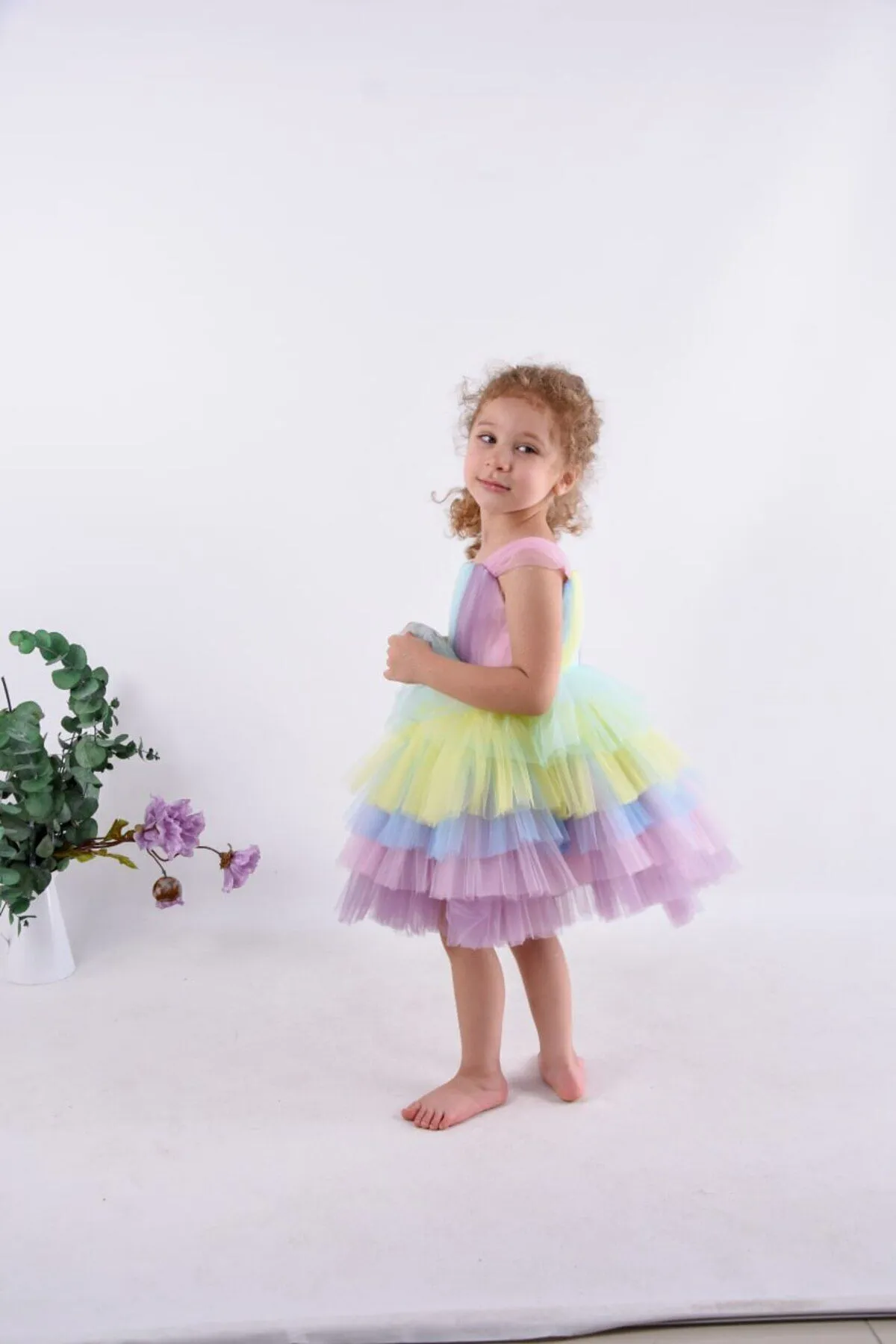 Melek Golden Kız Çocuk Abiye Unicorn Elbise Kız Çocuk Elbise görsel 6