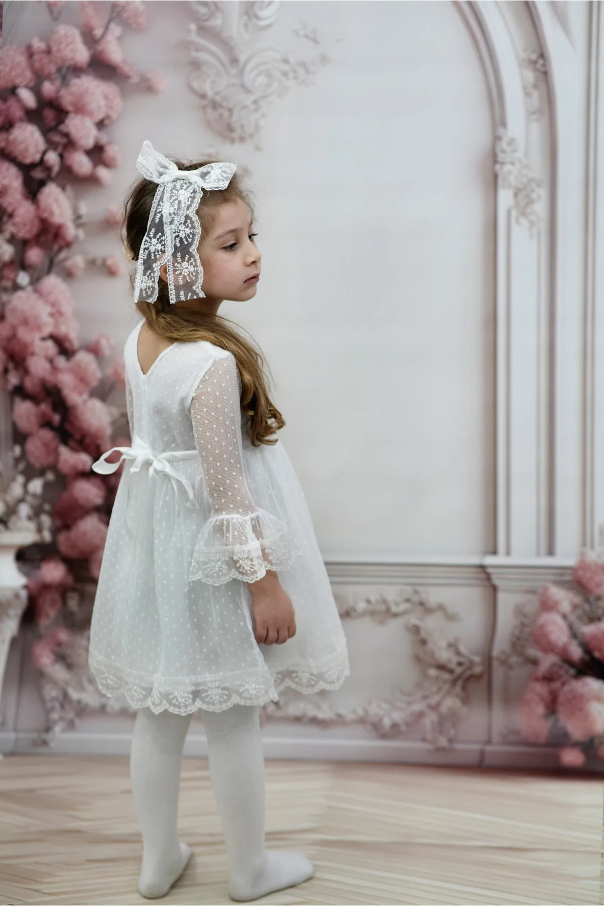 Melek Golden Kız Çocuk Elbise Kız Çocuk Tokalı Elbise Tren Elbise görsel 4