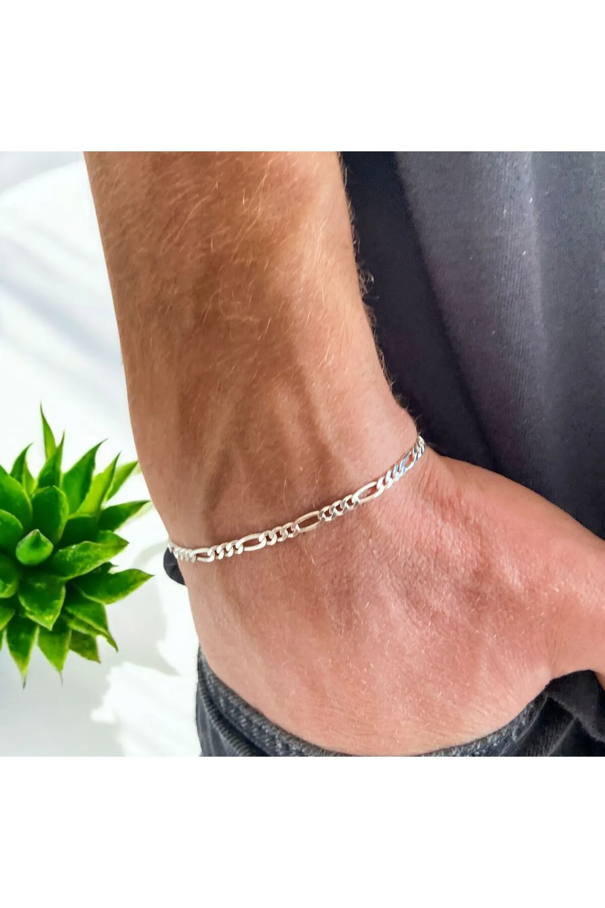 ZEY GÜMÜŞ 3 Mm Figaro Zincir Bileklik 925 Ayar Gümüş görsel 2